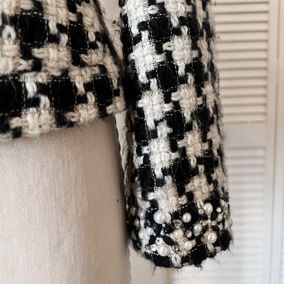 ECI Houndstooth Wool Blazer Pearl Embellished - Picture 12 of 13